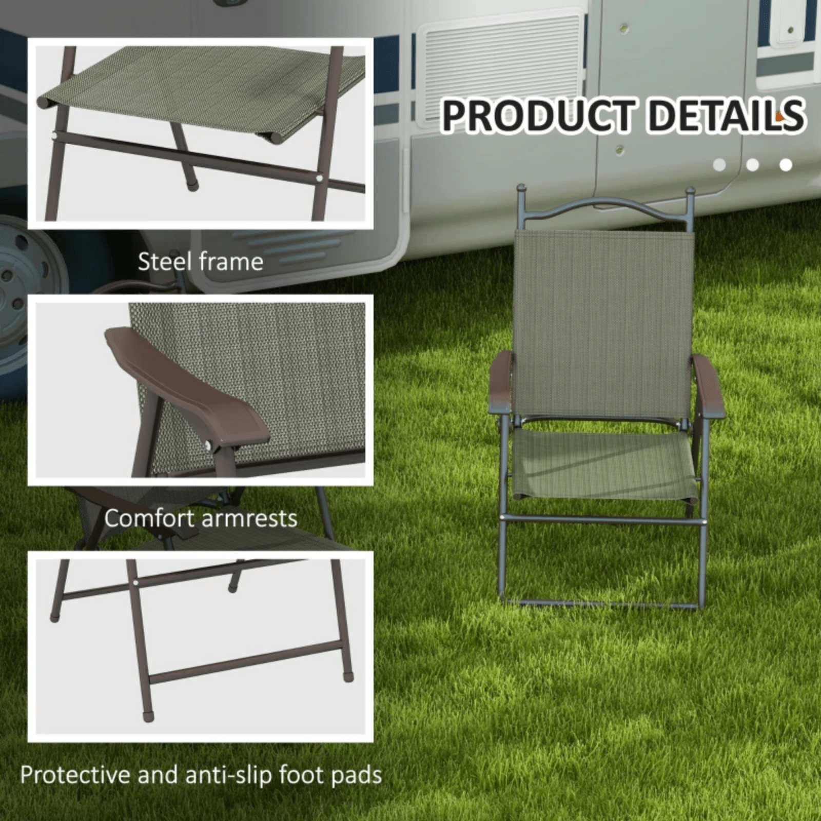 Set of 2 Folding Garden Chairs Patio Balcony Foldable Deck Chair Camping Seat - Home and Garden Furniture Shop - rustic - furniture