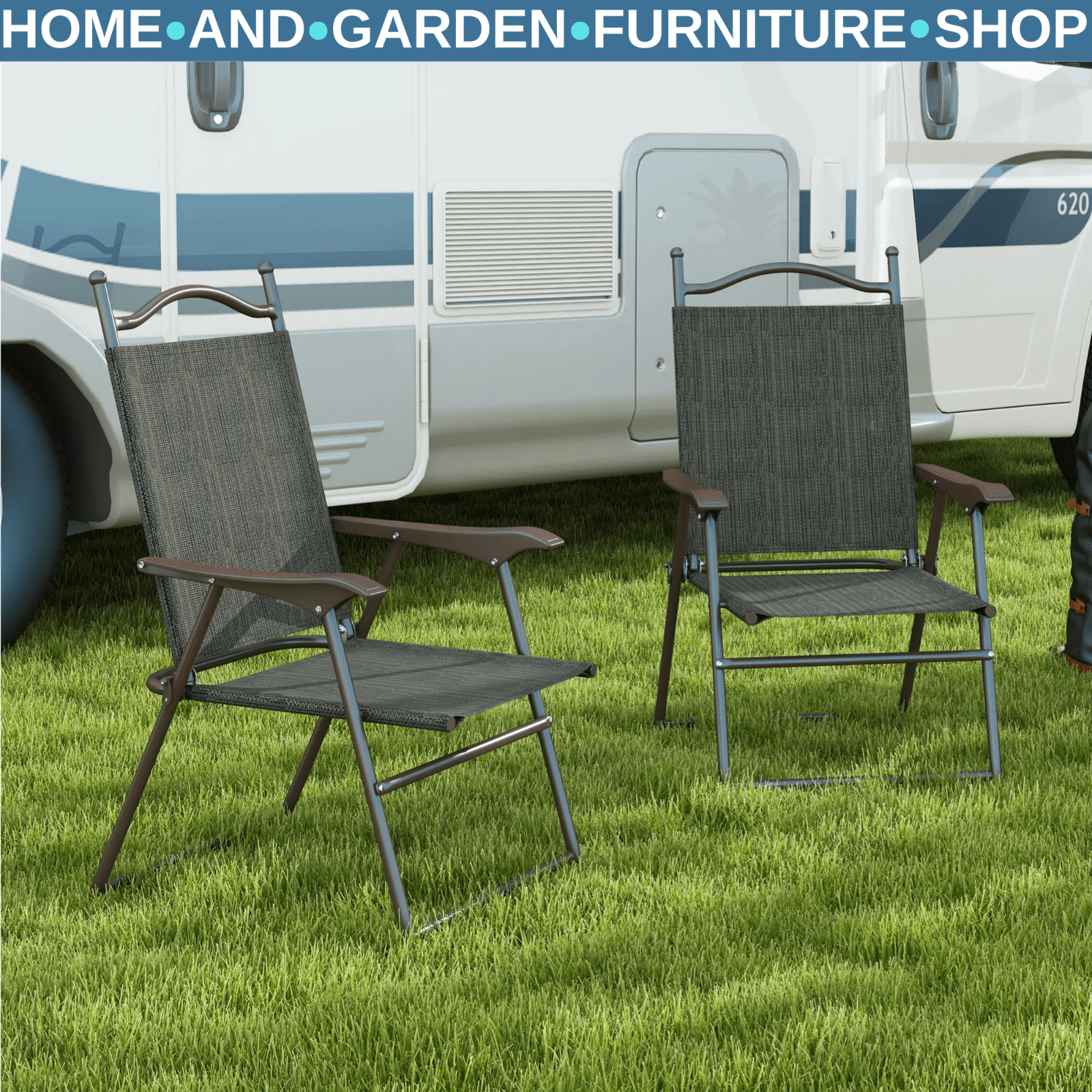 Set of 2 Folding Garden Chairs Patio Balcony Foldable Deck Chair Camping Seat - Home and Garden Furniture Shop - rustic - furniture
