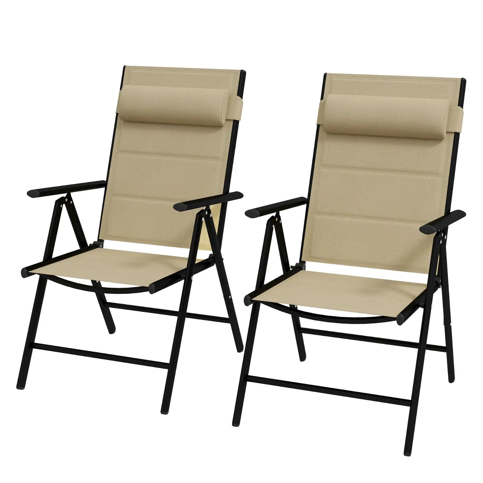 Set of 2 Folding Garden Chairs with Adjustable Back Aluminium Patio Mesh Seat - Home and Garden Furniture Shop - rustic - furniture
