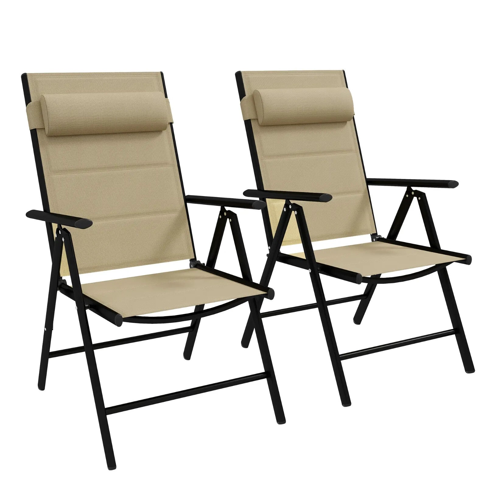 Set of 2 Folding Garden Chairs with Adjustable Back Aluminium Patio Mesh Seat - Home and Garden Furniture Shop - rustic - furniture