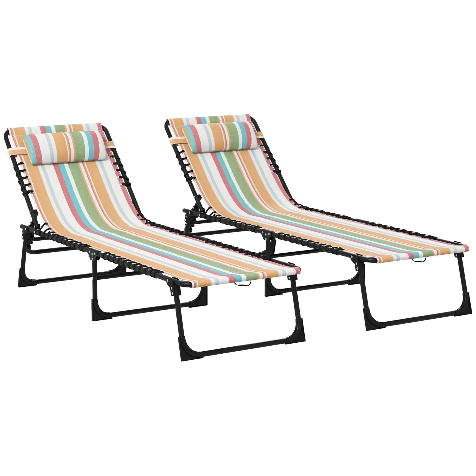 Set of 2 Folding Sun Lounger Garden Recliner Beach Chairwith Four - Position Backs - Home and Garden Furniture Shop - rustic - furniture