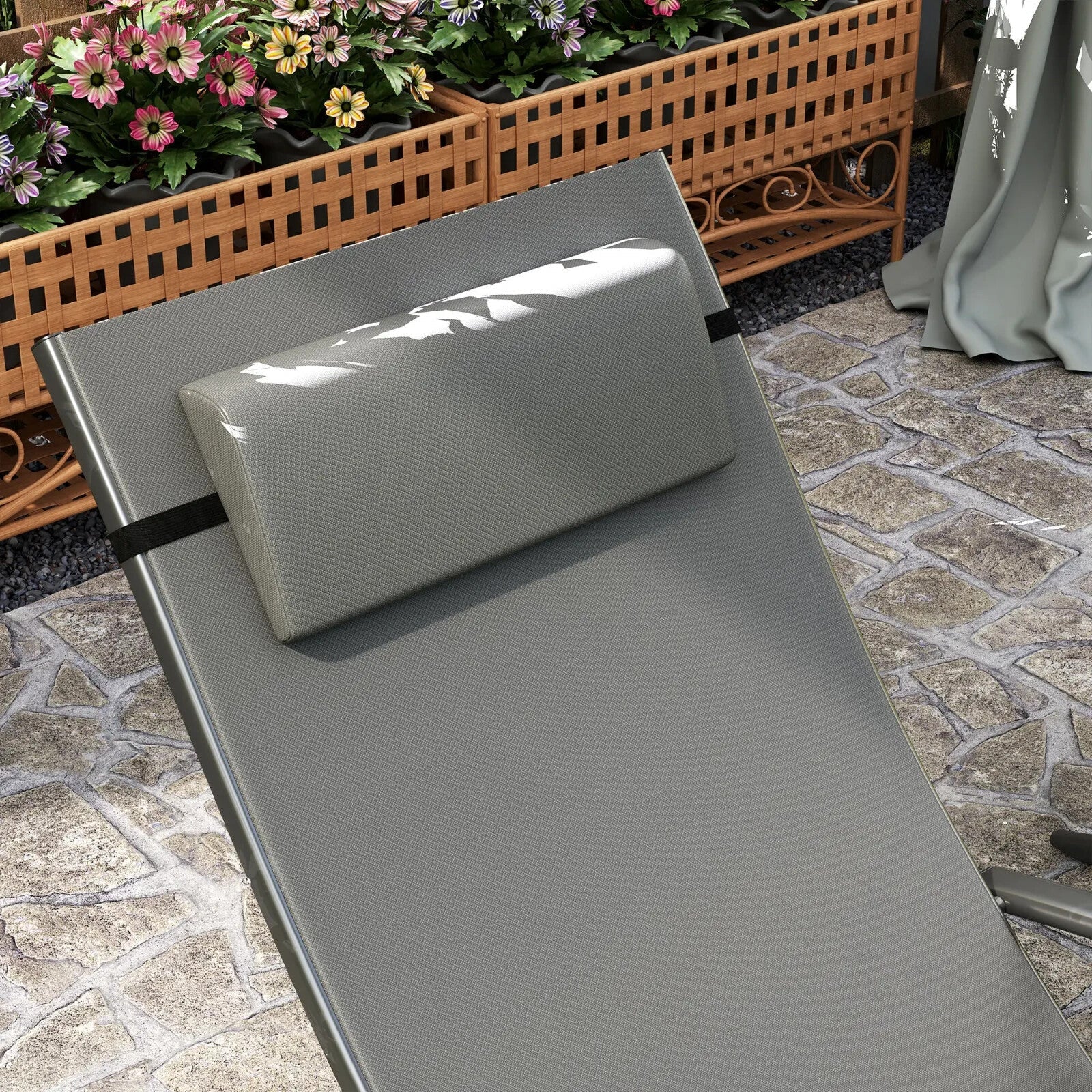 Set of 2 Folding Sun Loungers Garden Adjustable Reclining Chairs with Armrests - Home and Garden Furniture Shop - rustic - furniture