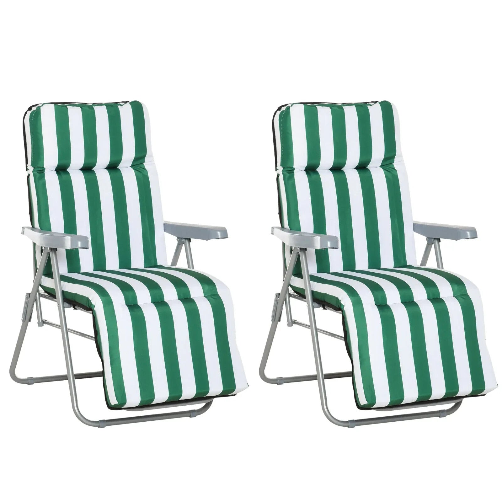 Set of 2 Folding Sun Loungers Reclining Garden Chairs w/ Cushions Outdoor Patio - Home and Garden Furniture Shop - rustic - furniture