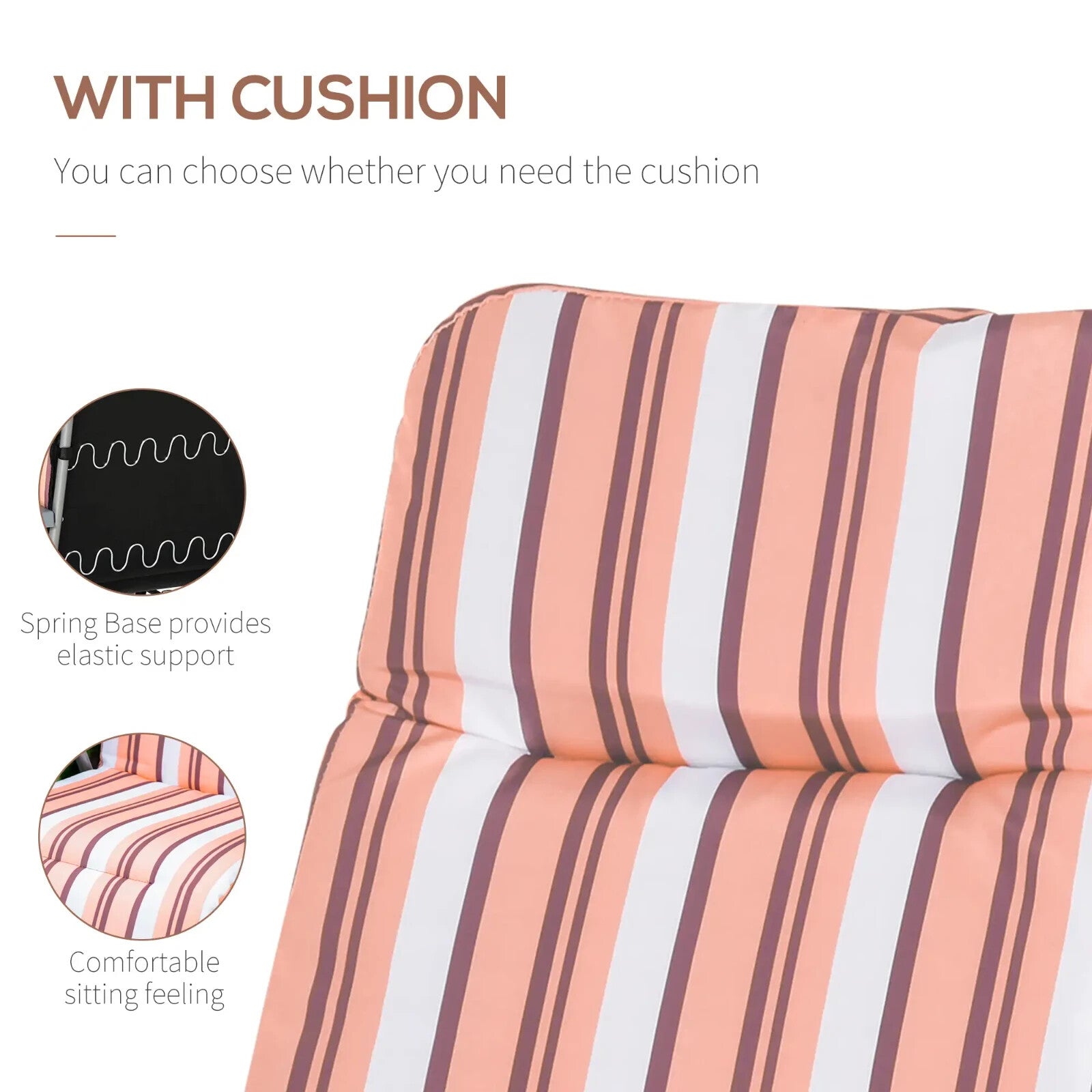 Set of 2 Folding Sun Loungers w/ Cushions Orange Stripe Garden Reclining Chairs - Home and Garden Furniture Shop - rustic - furniture