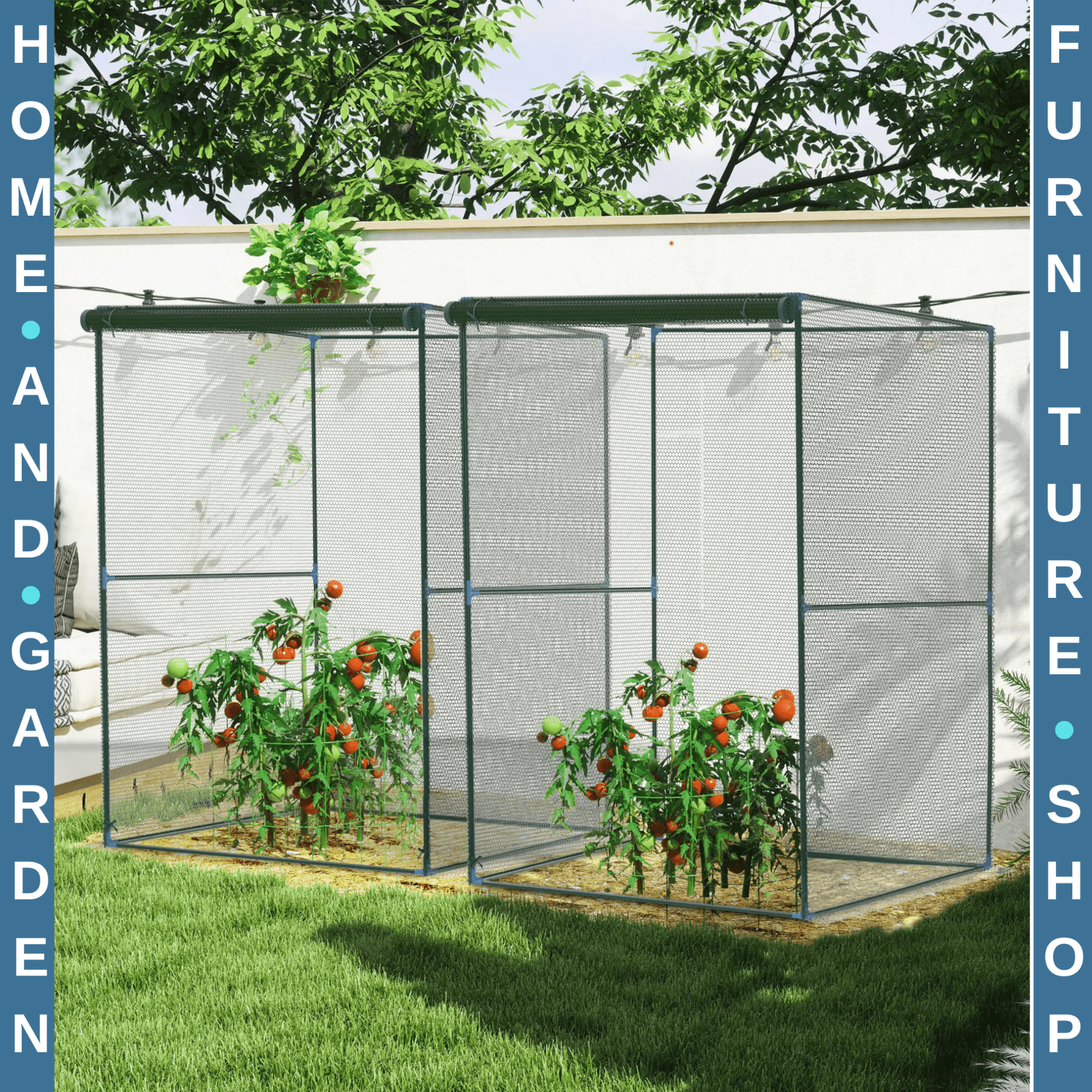 Set of 2 Fruit Cage Plant Protection Tent w/ Zipped Door Bird Netting for Garden - Home and Garden Furniture Shop - rustic - furniture