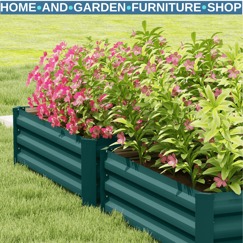 Set of 2 Galvanised Steel Garden Planters 60 x 100cm Outdoor Raised Bed Boxes - Home and Garden Furniture Shop - #rustic - furniture#