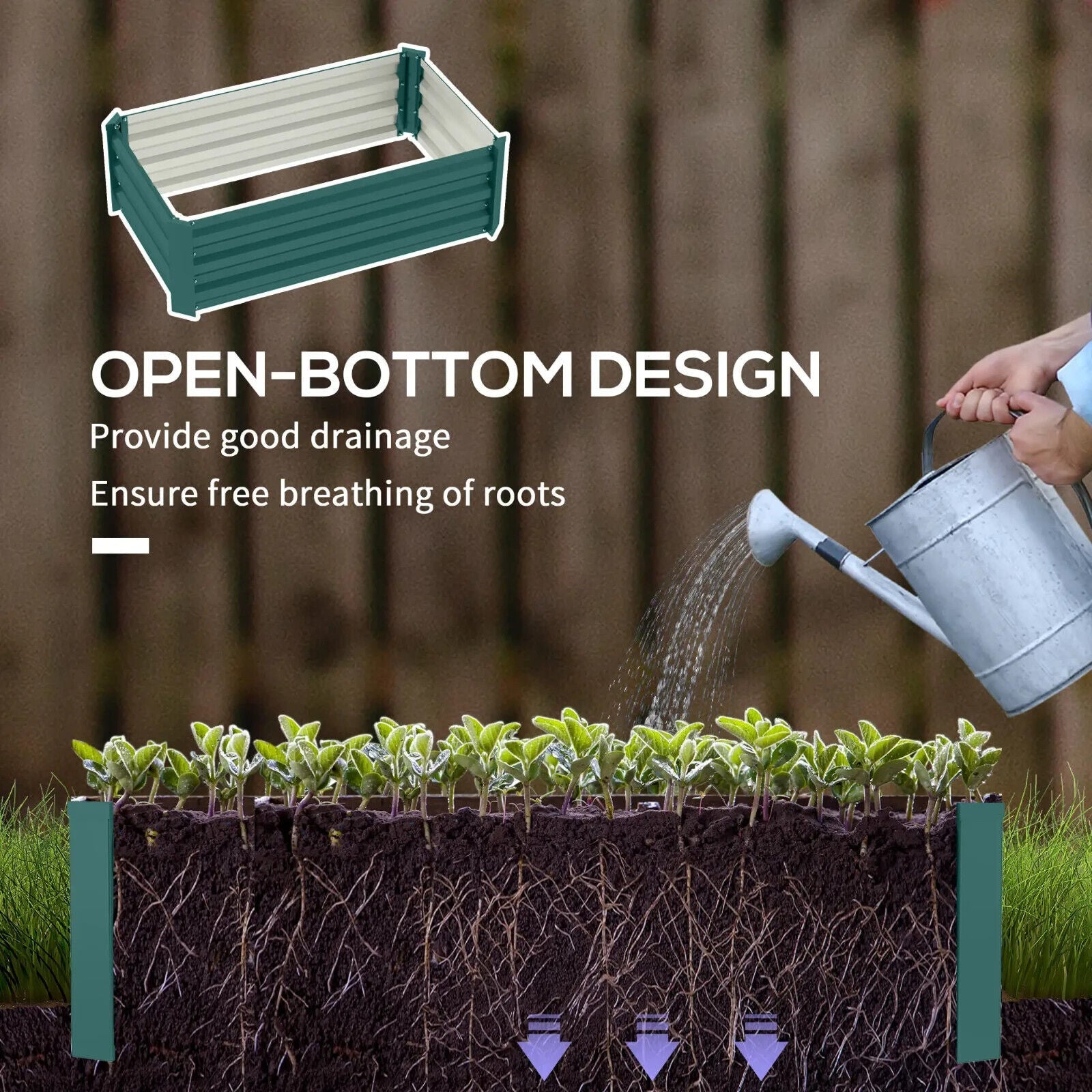 Set of 2 Galvanised Steel Garden Planters 60 x 100cm Outdoor Raised Bed Boxes - Home and Garden Furniture Shop - #rustic - furniture#