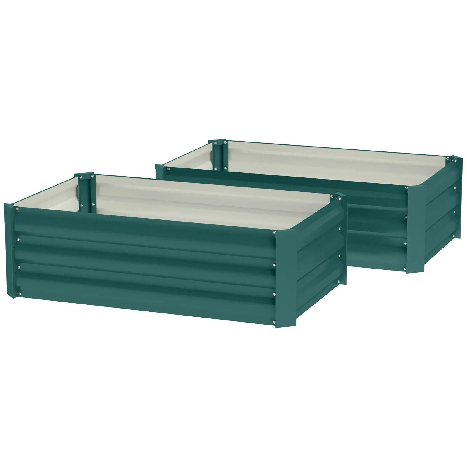 Set of 2 Galvanised Steel Garden Planters 60 x 100cm Outdoor Raised Bed Boxes - Home and Garden Furniture Shop - #rustic - furniture#