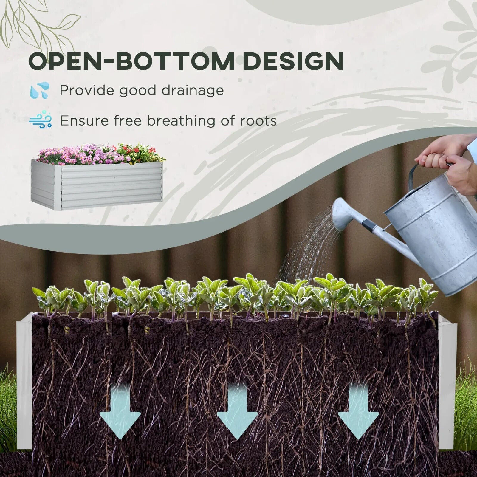 Set of 2 Galvanised Steel Raised Garden Beds Planters with Reinforced Rods Grey - Home and Garden Furniture Shop - #rustic - furniture#