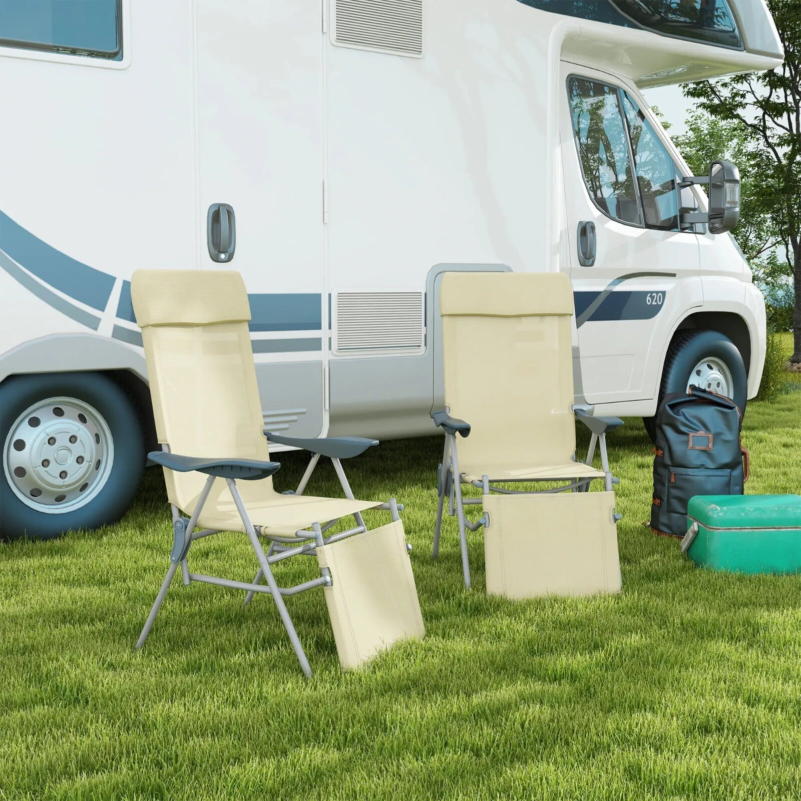 Set of 2 Garden Chairs with Adjustable Footrests Outdoor 5 Position Lounger - Home and Garden Furniture Shop - rustic - furniture