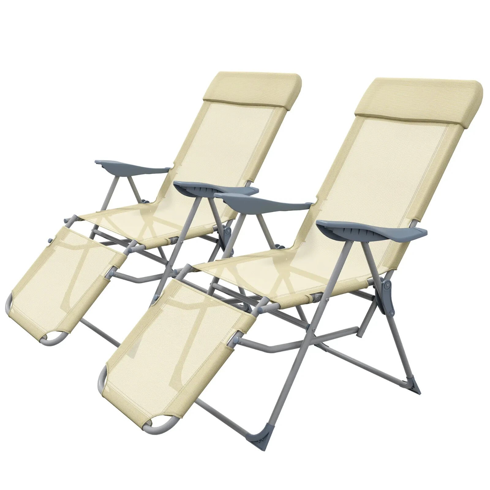 Set of 2 Garden Chairs with Adjustable Footrests Outdoor 5 Position Lounger - Home and Garden Furniture Shop - rustic - furniture