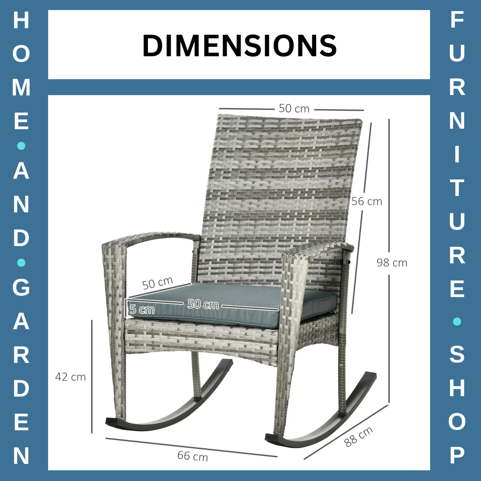 Set of 2 Garden Rattan Rocking Chair with Cushions and Armrests for Outdoor Grey - Home and Garden Furniture Shop - rustic - furniture