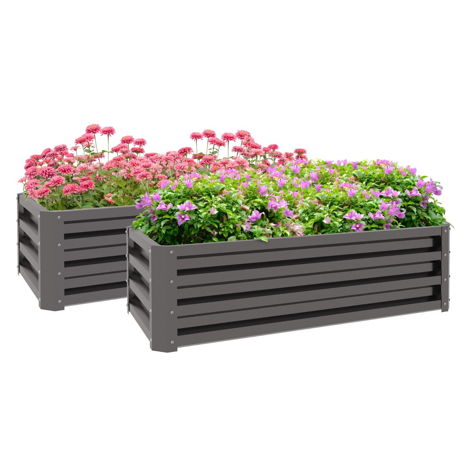 Set of 2 Garden Steel Raised Beds Outdoor Planter Box for Flowers & Vegetables - Home and Garden Furniture Shop - #rustic - furniture#