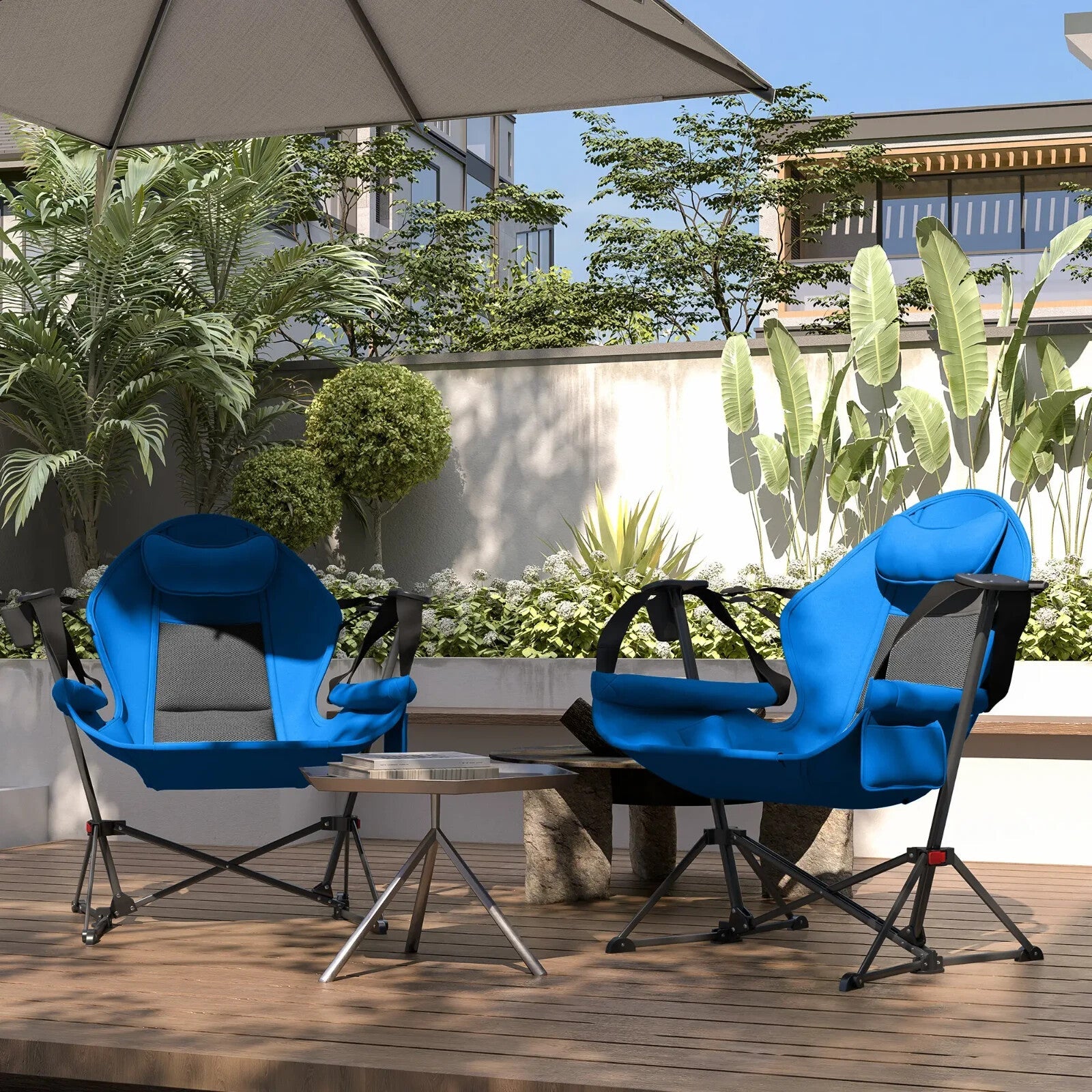 Set of 2 Hammock Camping Chairs Adjustable Back Swinging Portable Camp Chairs - Home and Garden Furniture Shop - rustic - furniture