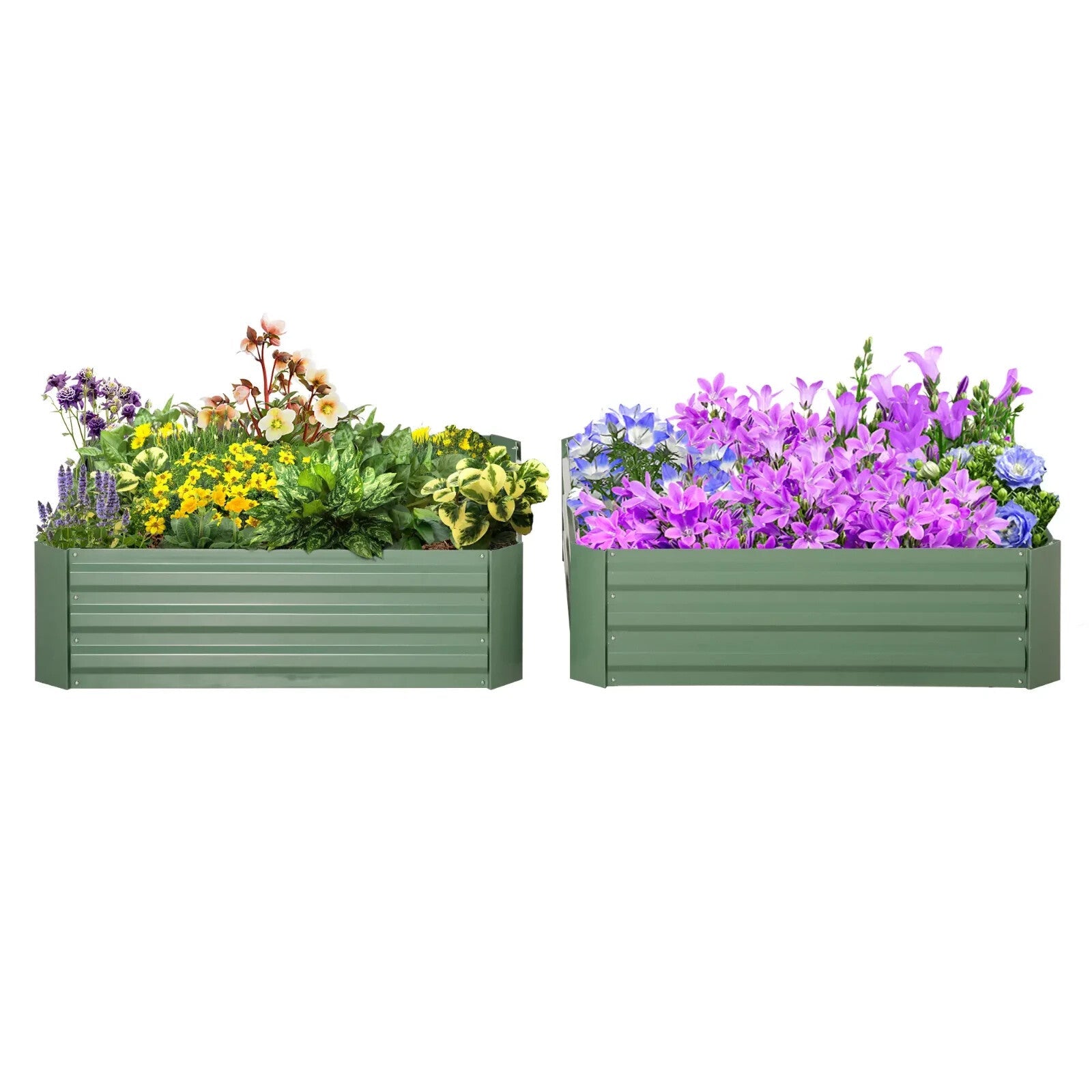 Set of 2 Metal Raised Garden Beds Green Outdoor Planters 291L for Herbs Flowers - Home and Garden Furniture Shop - rustic - furniture