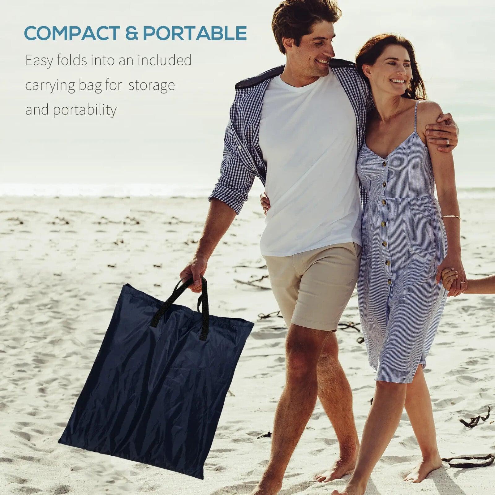 Set of 2 Outdoor Beach Mats Steel Reclining Chairs with Pillow for Garden Blue - Home and Garden Furniture Shop - rustic - furniture