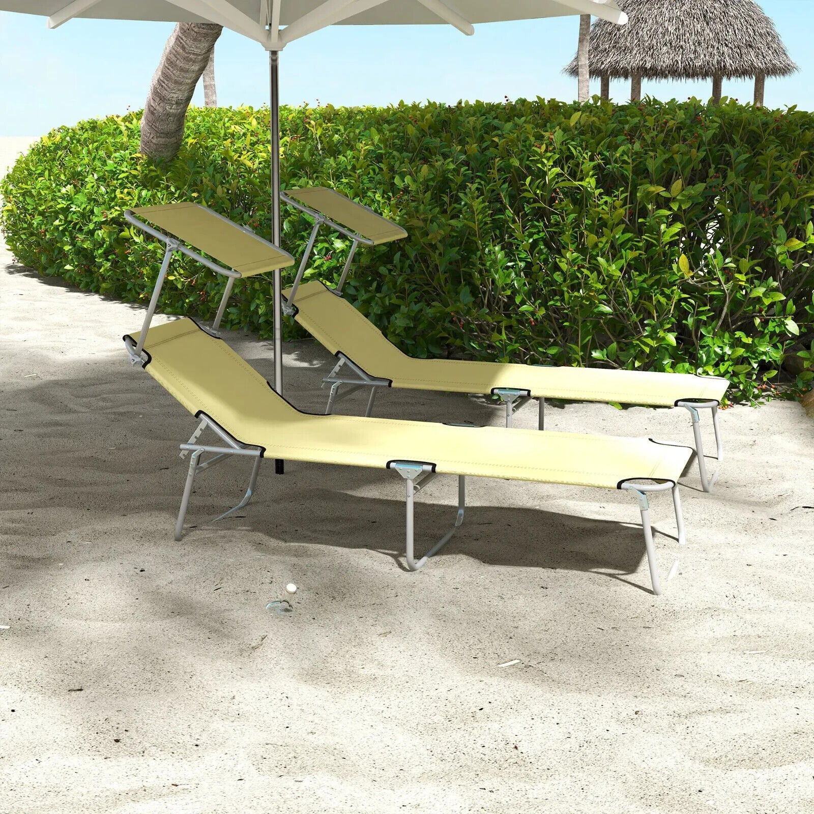 Set of 2 Outdoor Foldable Reclining Sun Lounger Chairs with Adjustable Backrest - Home and Garden Furniture Shop - #rustic - furniture#