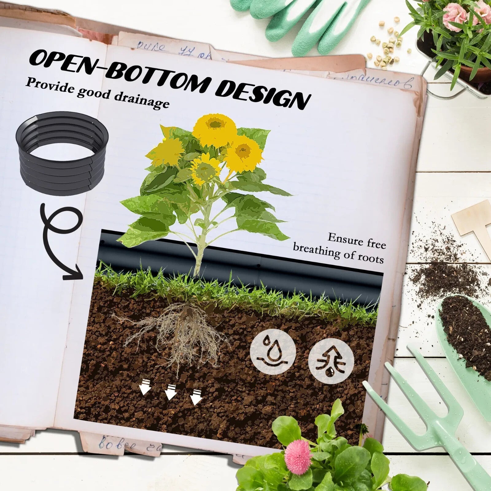 Set of 2 Raised Garden Bed Metal Planter Boxes Easy to Assemble Stock Tank Grey - Home and Garden Furniture Shop - rustic - furniture