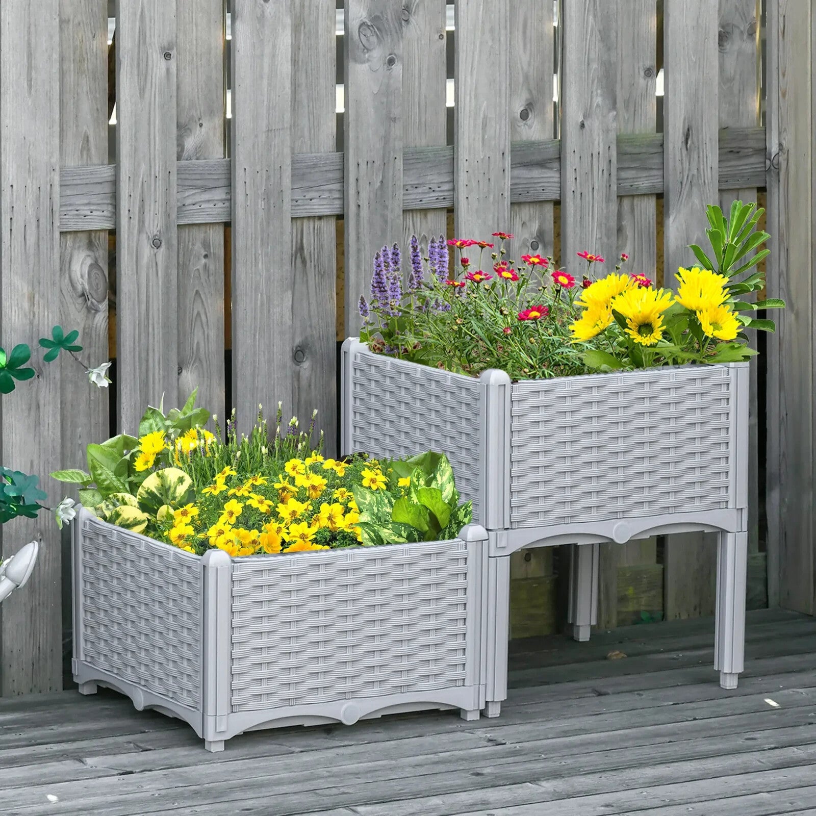 Set of 2 Raised Garden Bed Planter Box 40L x 40W x 44H cm for Vegetables, Herbs - Home and Garden Furniture Shop - rustic - furniture