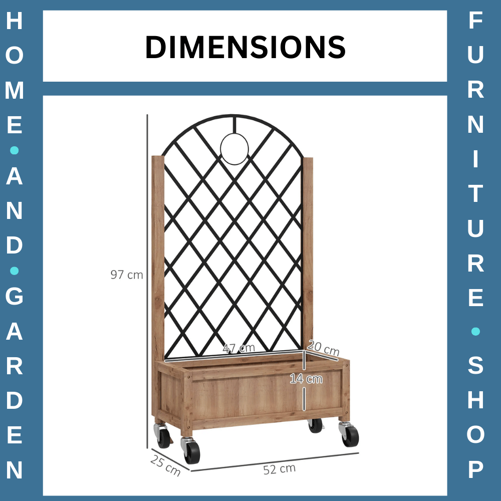 Set of 2 Raised Garden Bed with Metal Trellis Wooden Planter Box Wheels Drainage - Home and Garden Furniture Shop - rustic - furniture