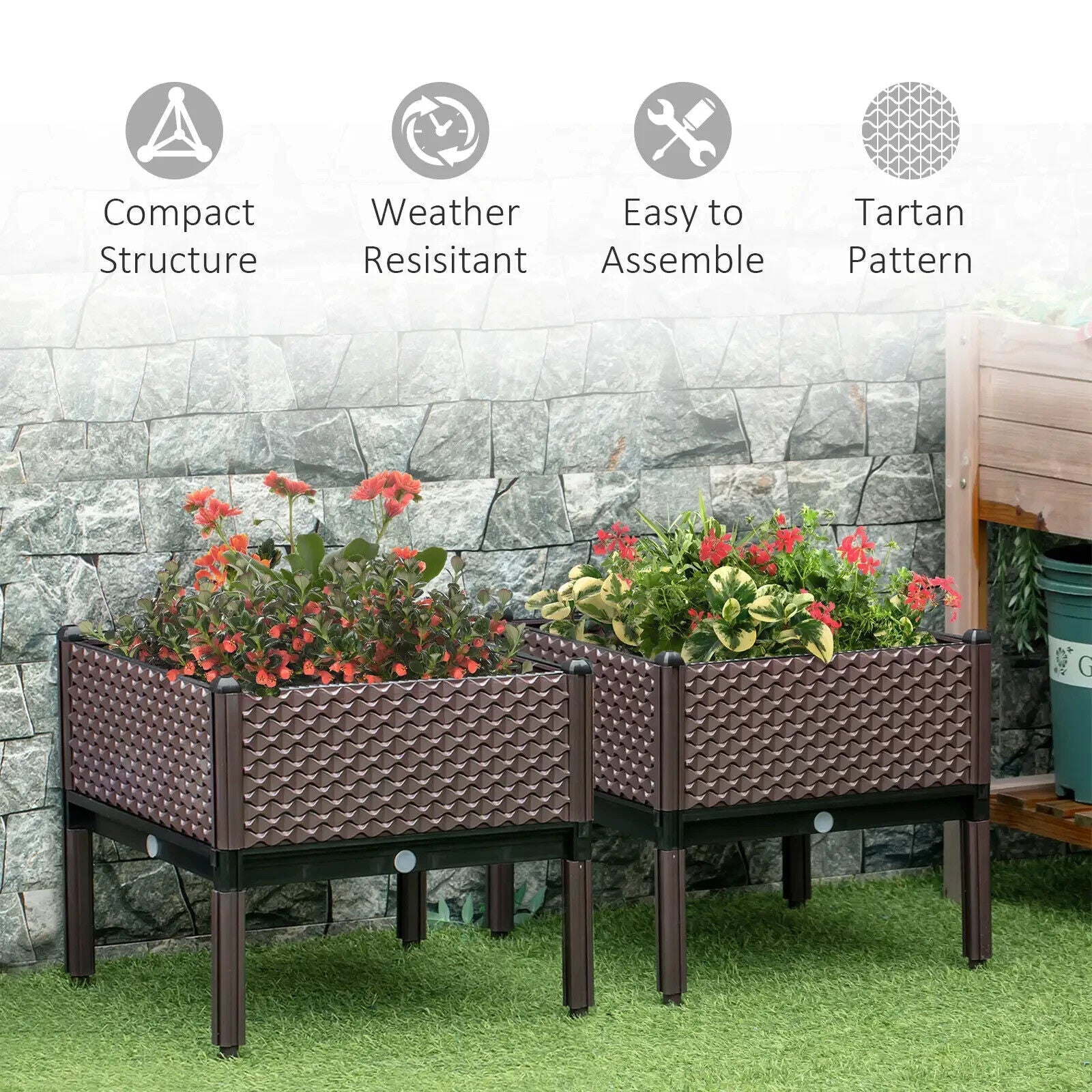 Set of 2 Raised Garden Beds with Self - Watering Design – Elevated Planter Boxes - Home and Garden Furniture Shop - #rustic - furniture#