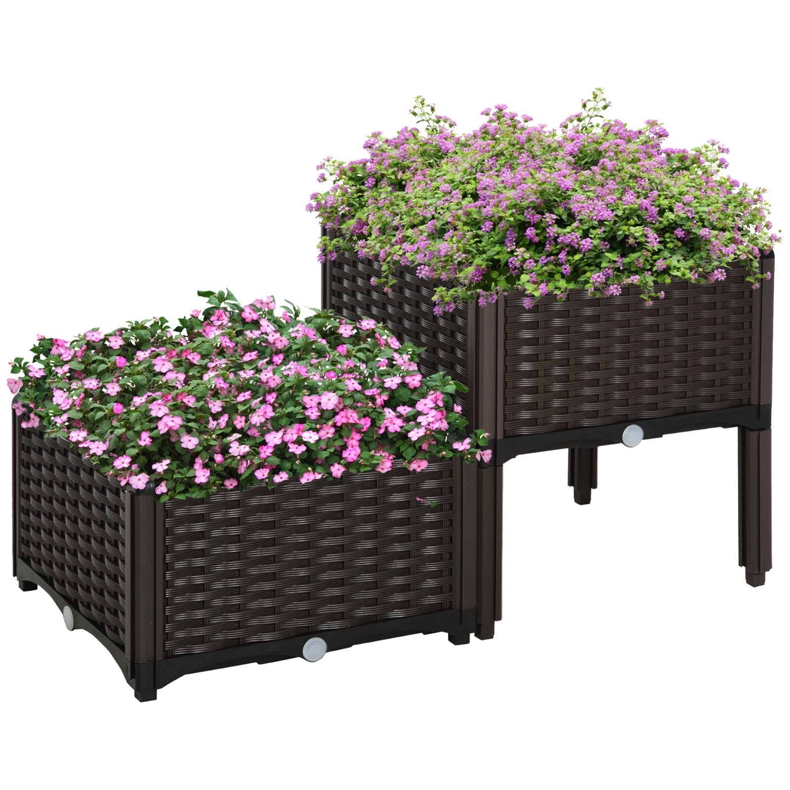 Set of 2 Raised Outdoor Garden Planter Boxes for Vegetables or Flower PP Plastic - Home and Garden Furniture Shop - rustic - furniture