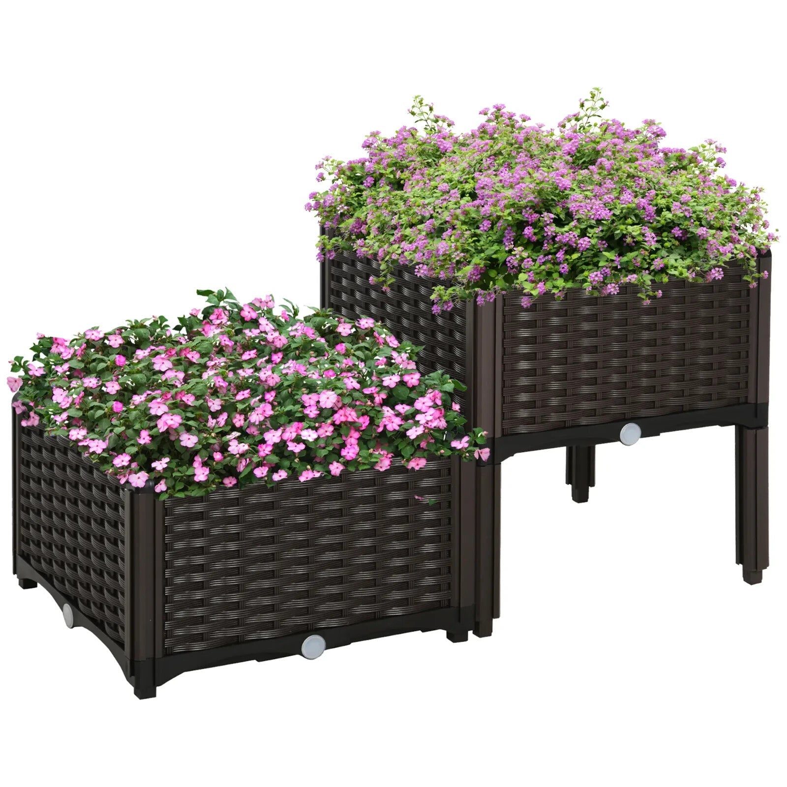 Set of 2 Raised Outdoor Garden Planter Boxes for Vegetables or Flower PP Plastic - Home and Garden Furniture Shop - rustic - furniture