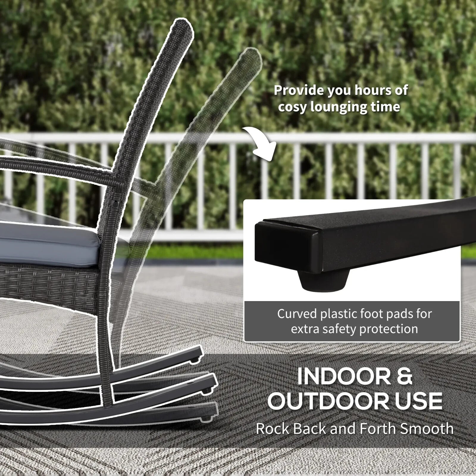 Set of 2 Rattan Garden Rocking Chairs with Cushions and Armrests Outdoor Grey - Home and Garden Furniture Shop - rustic - furniture