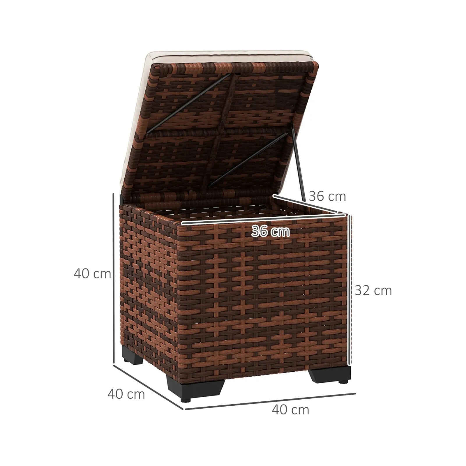 Set of 2 Rattan Outdoor Ottomans with Storage & Cushions Garden Footstools Beige - Home and Garden Furniture Shop - rustic - furniture