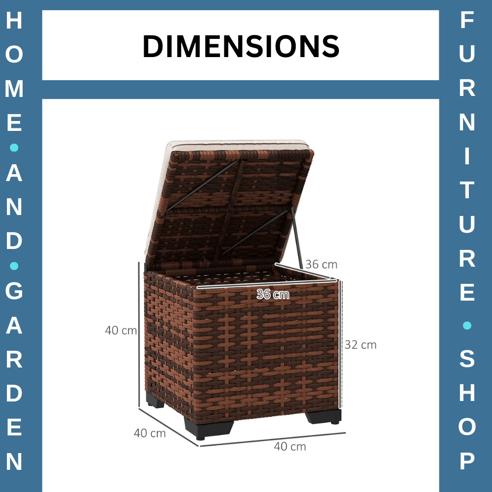 Set of 2 Rattan Outdoor Ottomans with Storage & Cushions Garden Footstools Beige - Home and Garden Furniture Shop - rustic - furniture