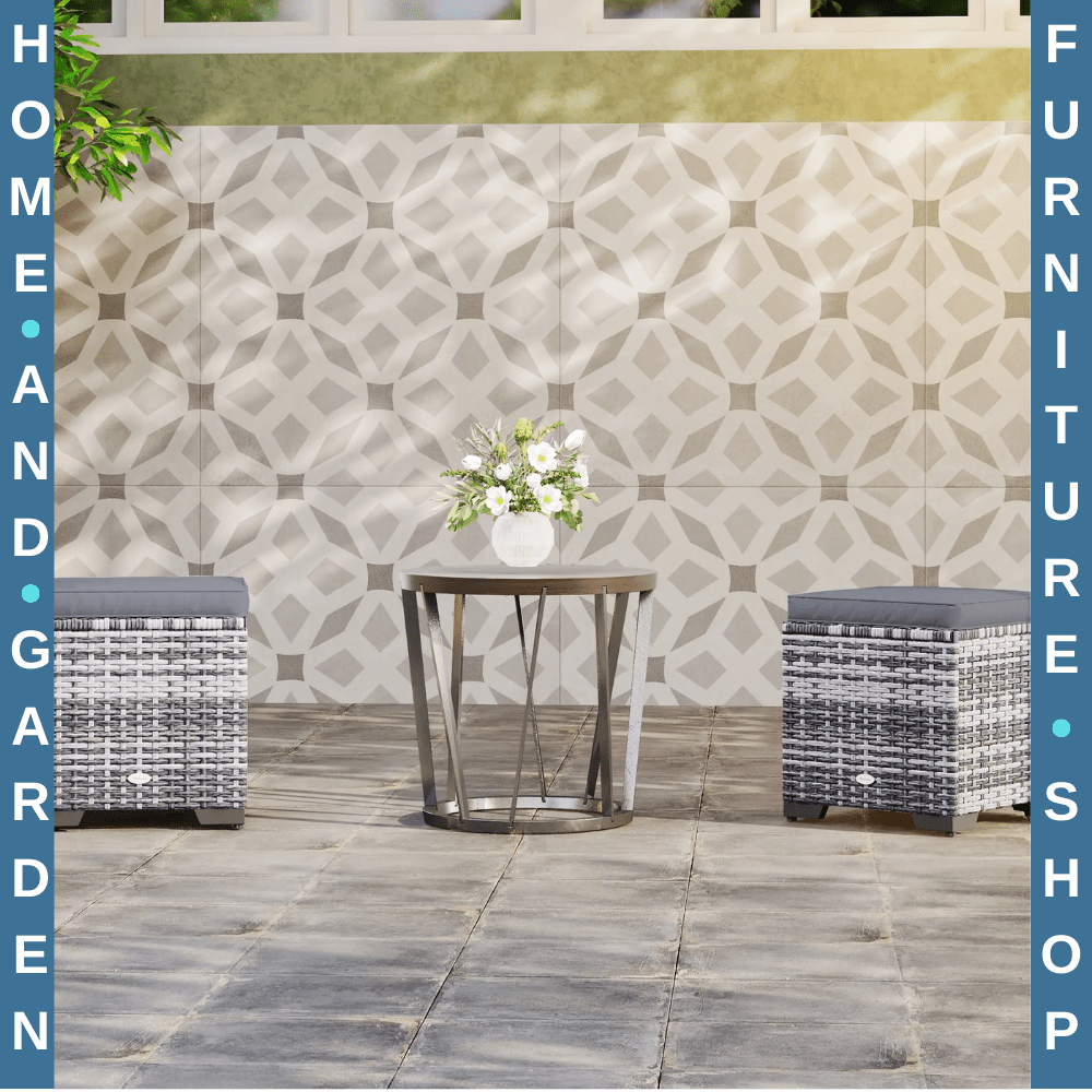 Set of 2 Rattan Storage Footstools Outdoor Ottomans with Cushions Dark Grey - Home and Garden Furniture Shop - rustic - furniture