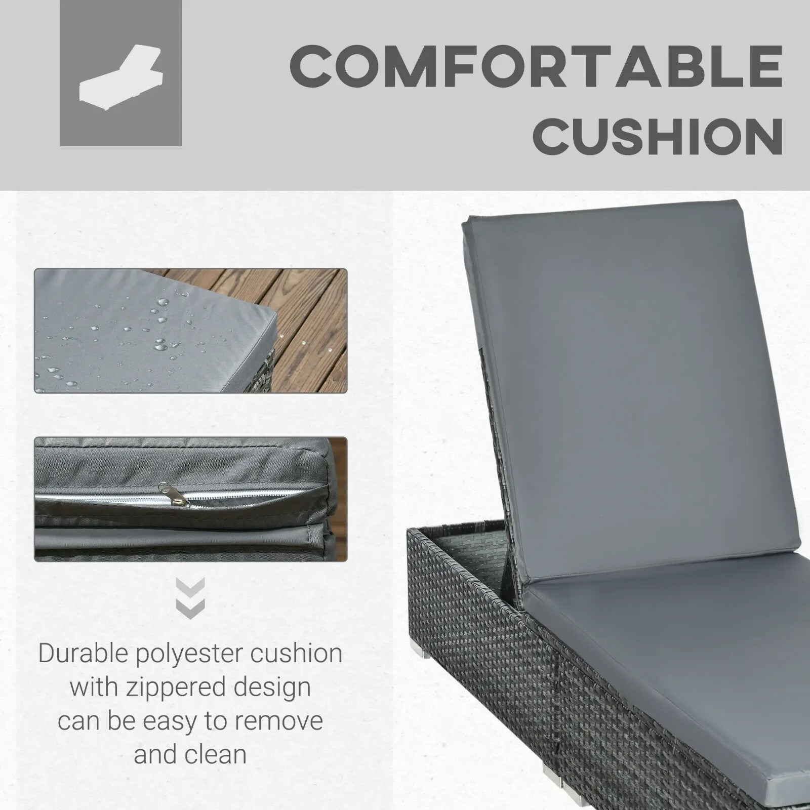 Set of 2 Rattan Sun Loungers with Cushions 5 Position Recliner Garden Sunbeds - Home and Garden Furniture Shop - rustic - furniture