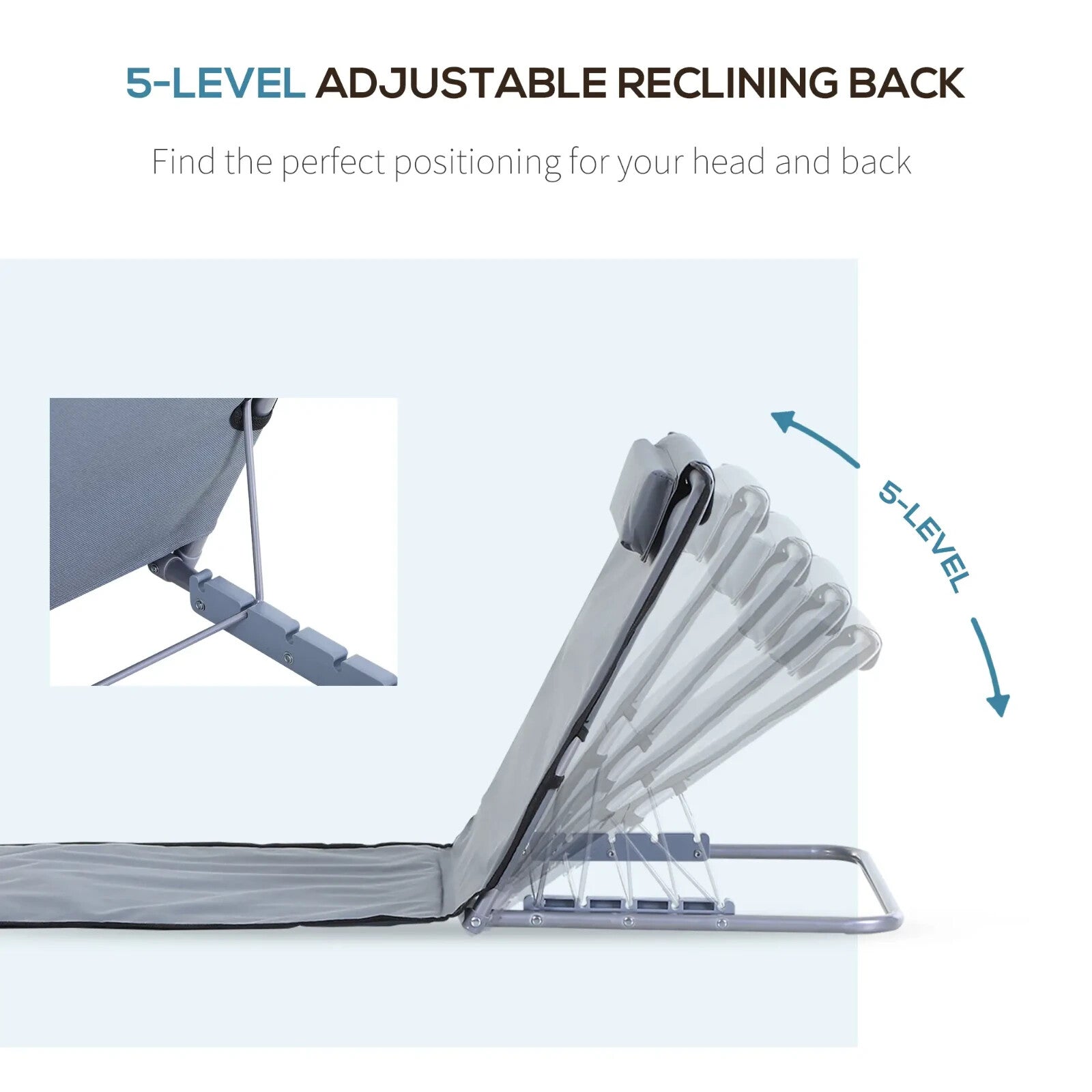 Set of 2 Reclining Beach Mats with Steel Frame Portable Folding Loungers Grey - Home and Garden Furniture Shop - rustic - furniture