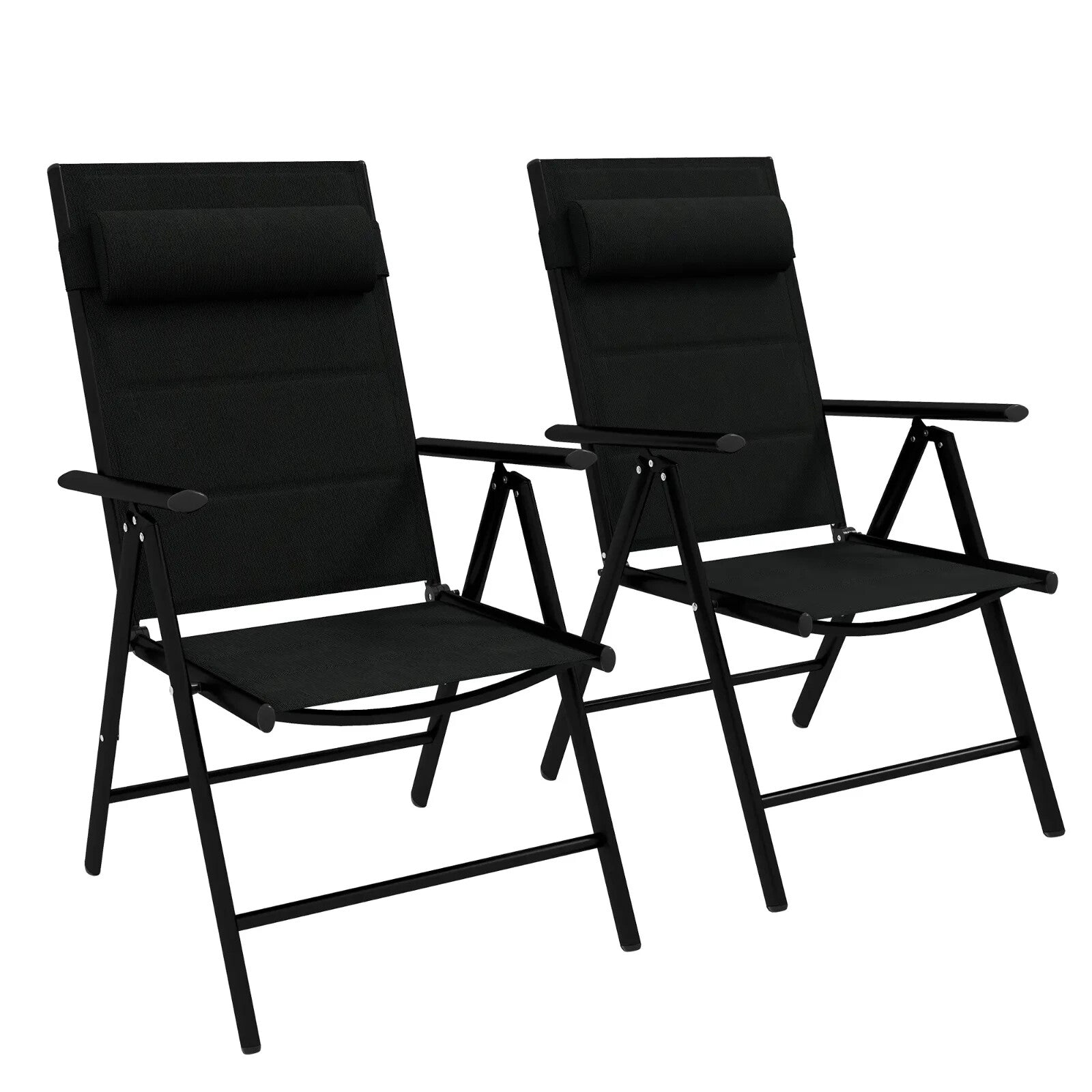 Set of 2 Reclining Folding Garden Chairs Adjustable Aluminium Patio Dining Seats - Home and Garden Furniture Shop - rustic - furniture