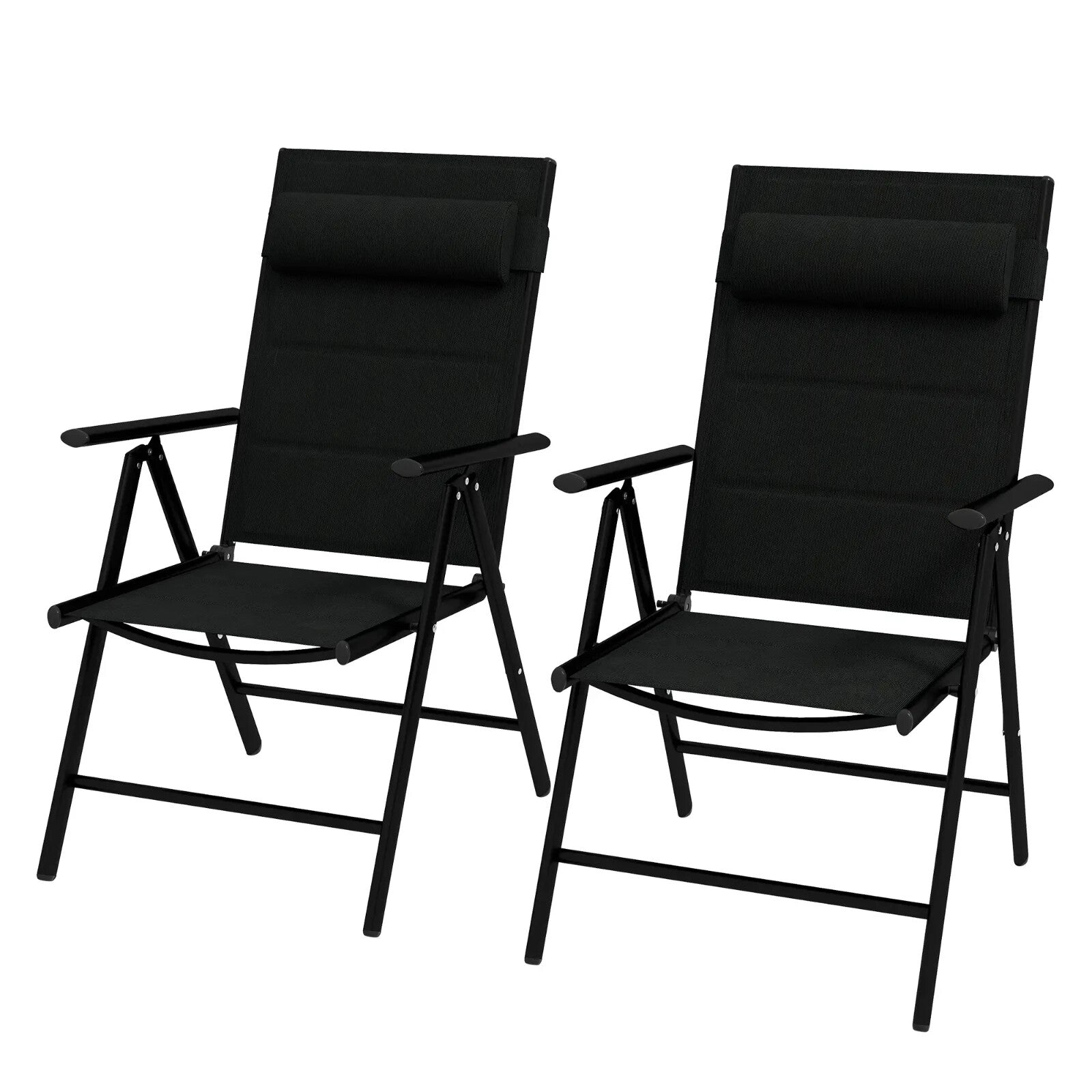 Set of 2 Reclining Folding Garden Chairs Adjustable Aluminium Patio Dining Seats - Home and Garden Furniture Shop - rustic - furniture