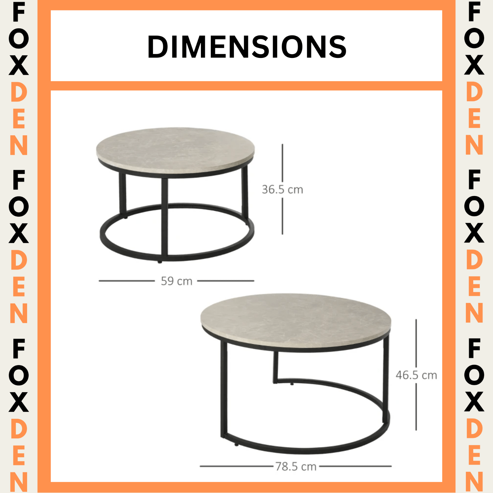 Set of 2 Stacking Coffee Table Metal Legs Marble Effect Top Nesting Side Tables - Home and Garden Furniture Shop - rustic - furniture