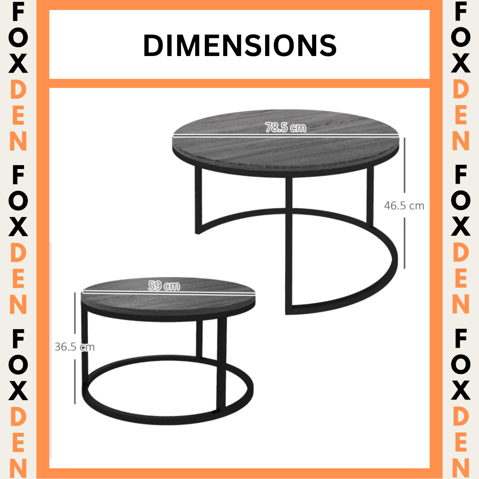 Set of 2 Stacking Coffee Table Metal Legs Marble Effect Top Nesting Side Tables - Home and Garden Furniture Shop - rustic - furniture