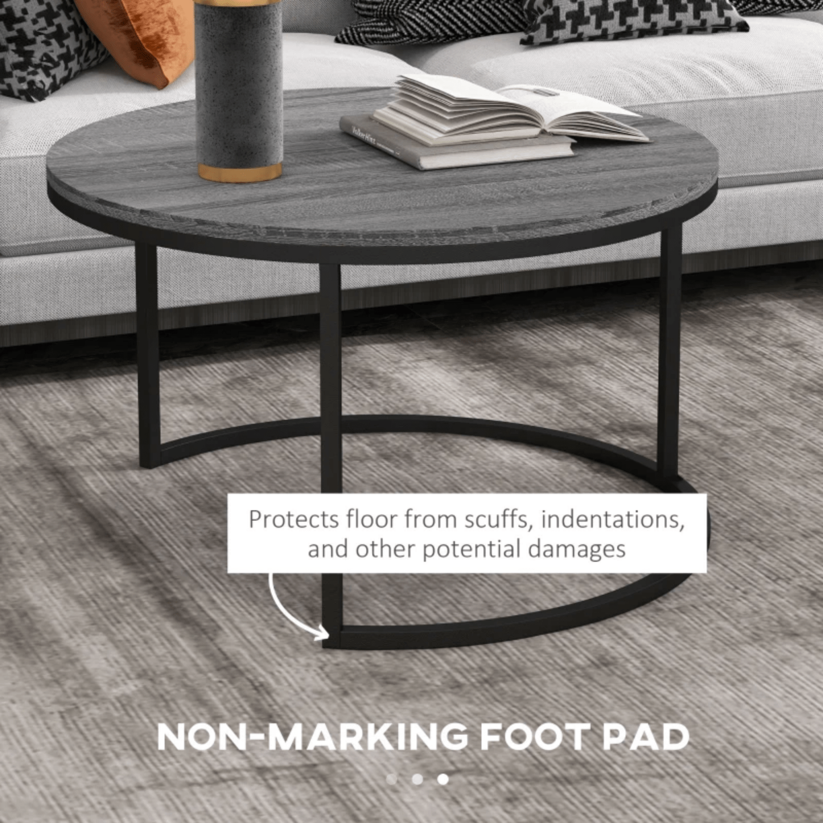 Set of 2 Stacking Coffee Table Metal Legs Marble Effect Top Nesting Side Tables - Home and Garden Furniture Shop - rustic - furniture