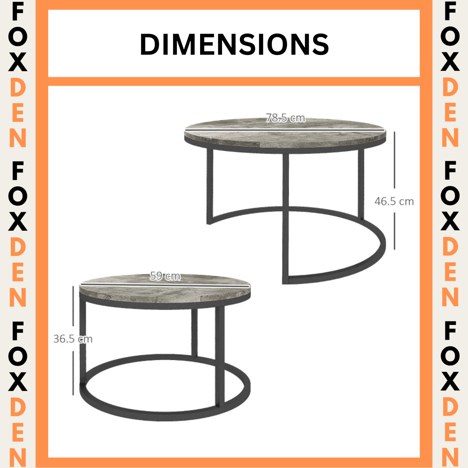 Set of 2 Stacking Coffee Table Metal Legs Marble Effect Top Nesting Side Tables - Home and Garden Furniture Shop - rustic - furniture