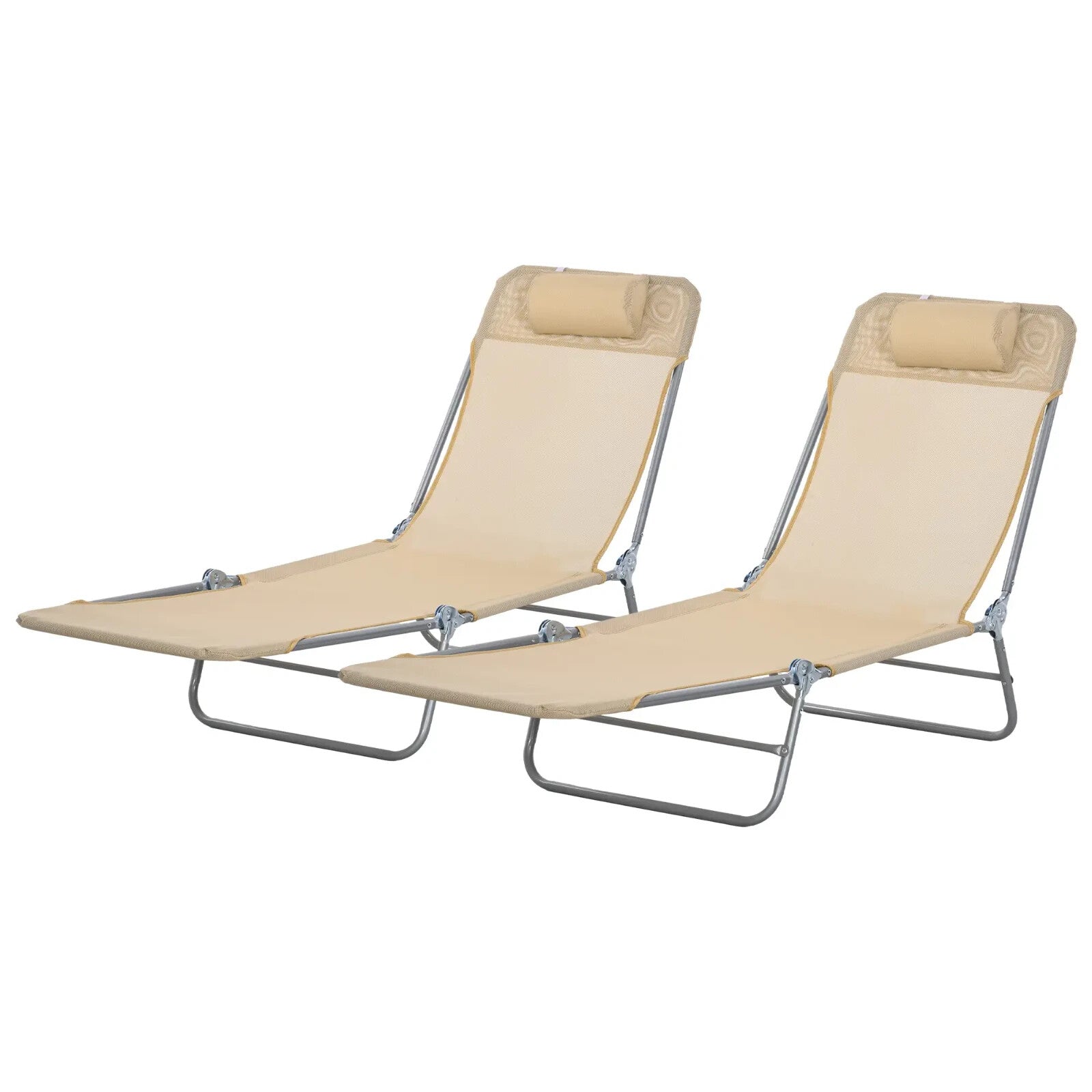 Set Of 2 Steel Frame Sun Loungers With Reclining Backs Garden Patio Chairs Brown - Home and Garden Furniture Shop - rustic - furniture