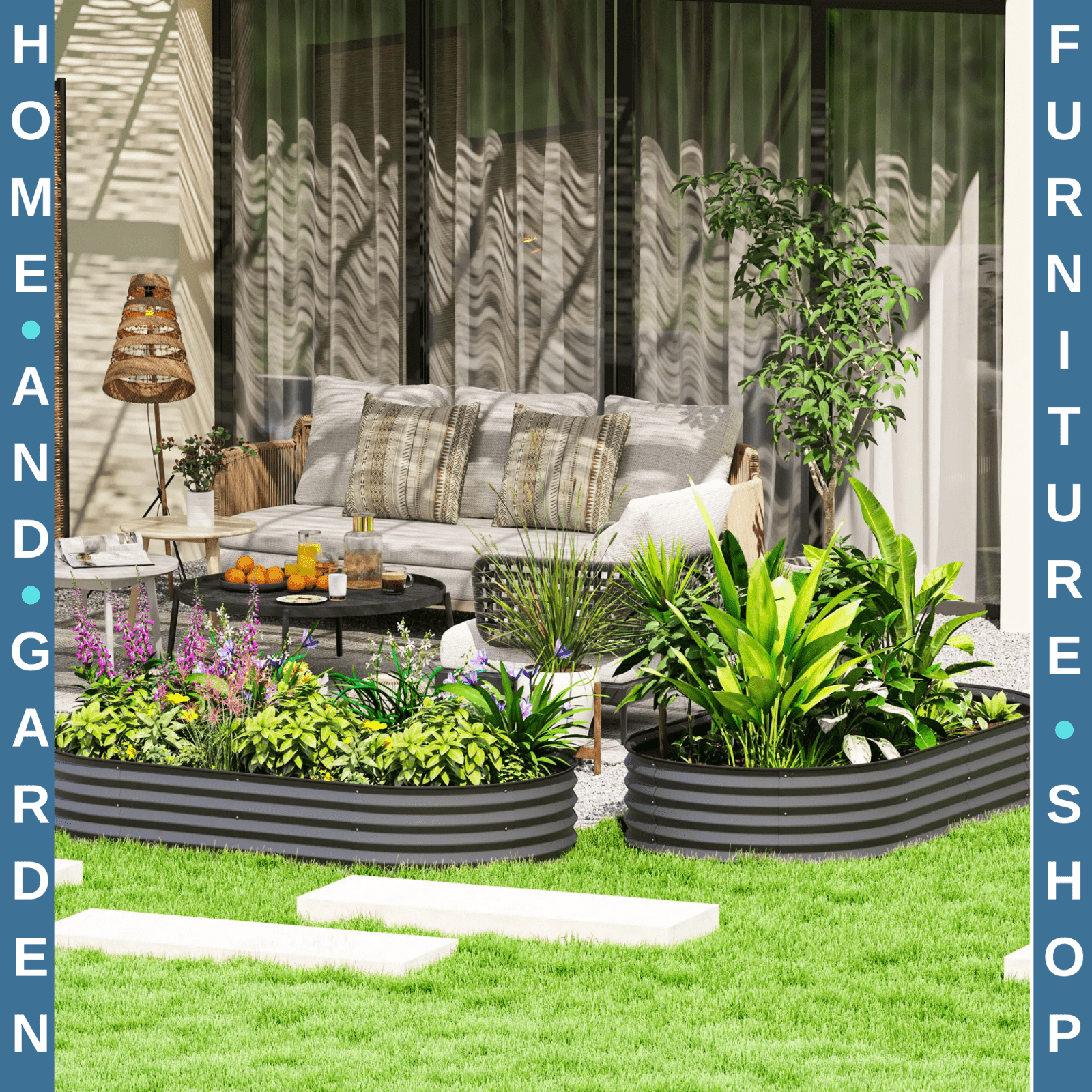 Set of 2 Steel Garden Planters 181 x 93cm Raised Bed Boxes for Flower Vegetables - Home and Garden Furniture Shop - #rustic - furniture#