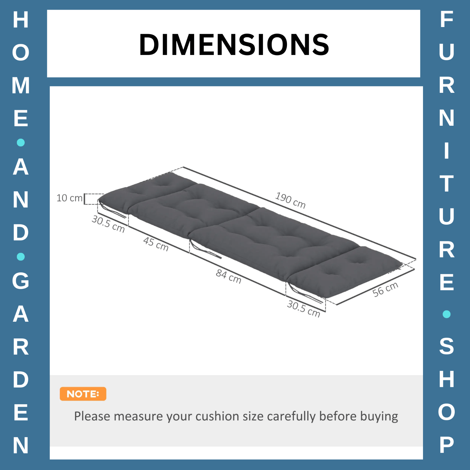 Set of 2 Sun Lounger Cushions 190x56x10cm Outdoor Chair Pads Thick Fabric UPF20 - Home and Garden Furniture Shop - rustic - furniture