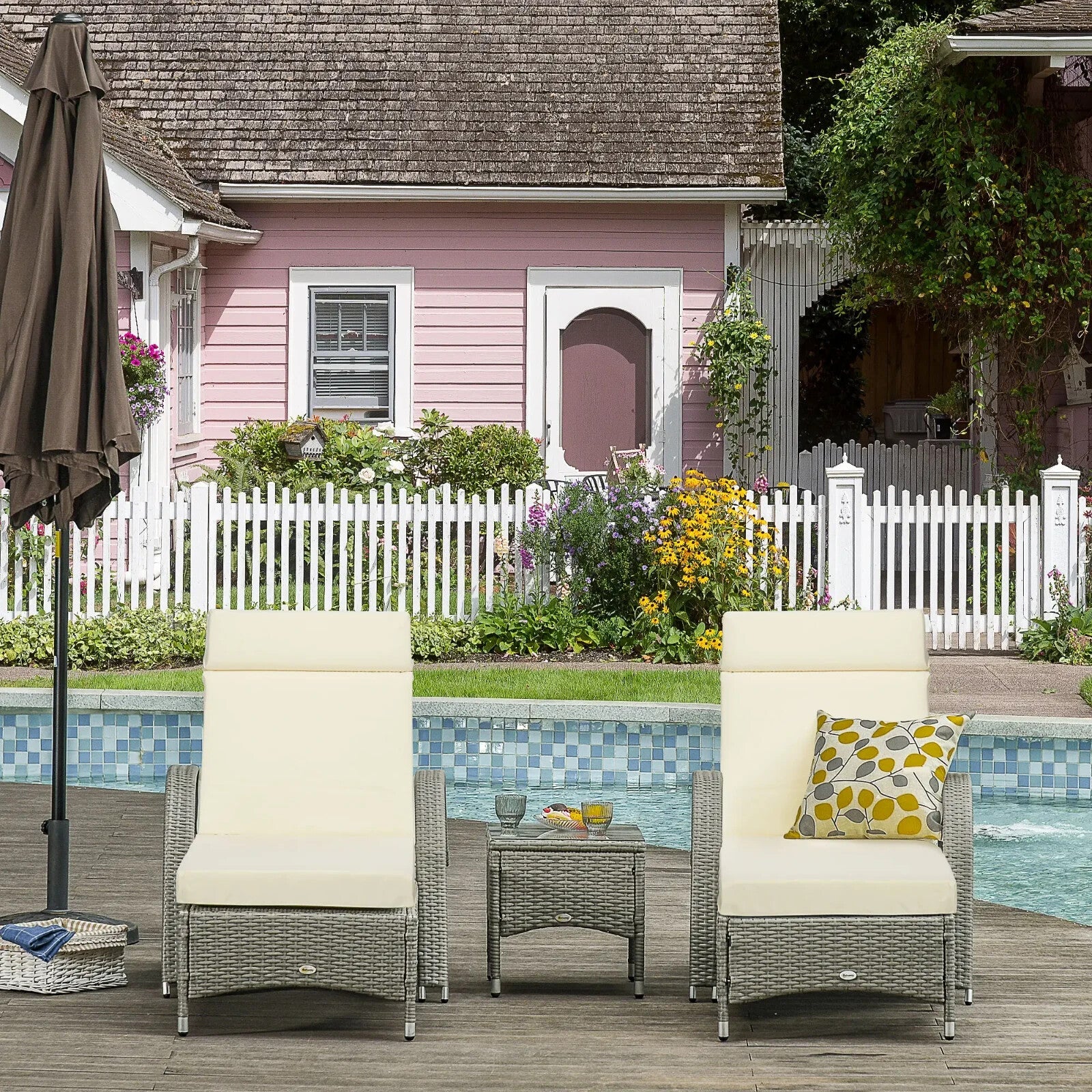 Set of 2 Sun Lounger Cushions 196x55cm for Rattan Furniture w/ Ties Outdoor Use - Home and Garden Furniture Shop - rustic - furniture