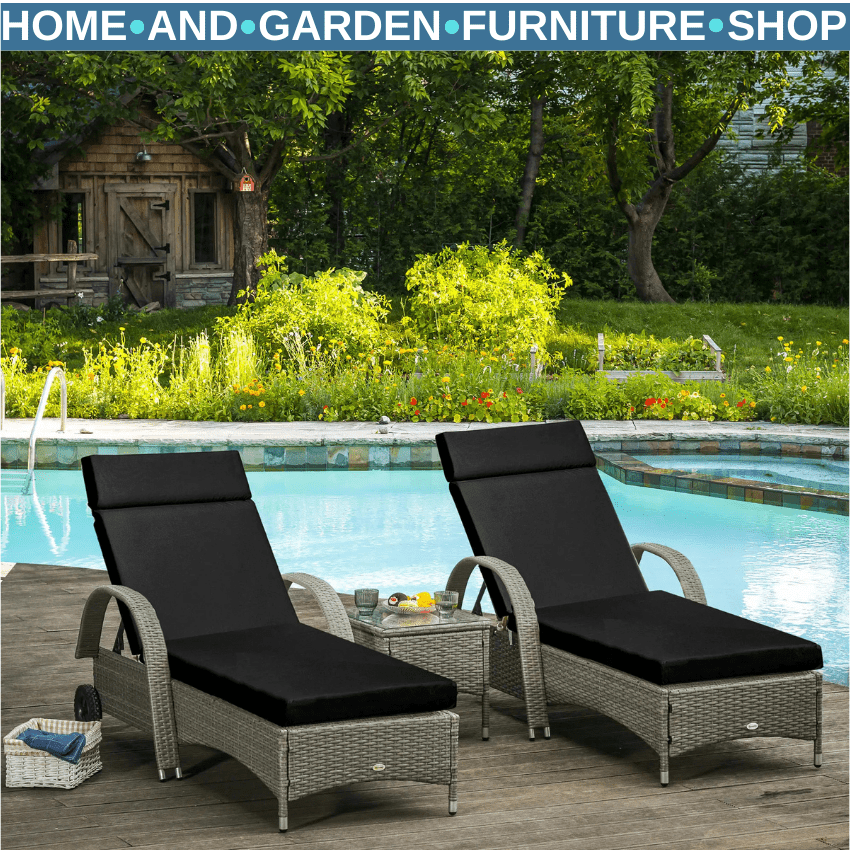 Set of 2 Sun Lounger Cushions 196x55cm for Rattan Furniture w/ Ties Outdoor Use - Home and Garden Furniture Shop - rustic - furniture
