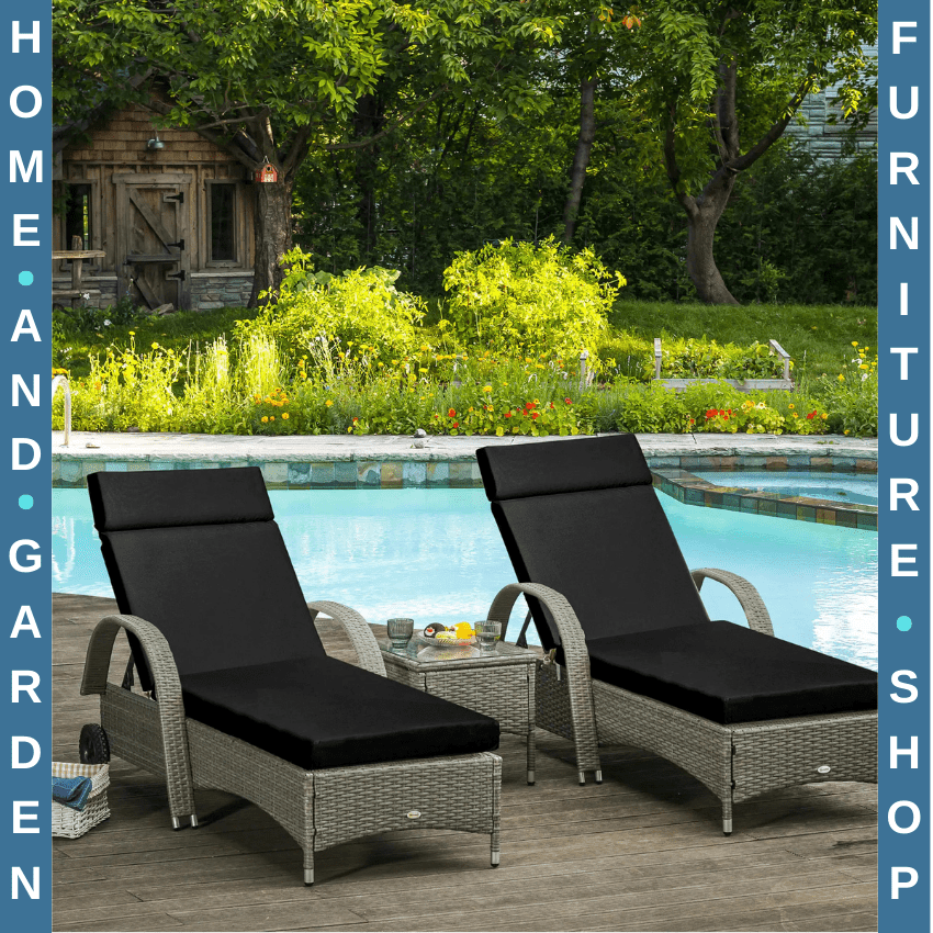 Set of 2 Sun Lounger Cushions 196x55cm for Rattan Furniture w/ Ties Outdoor Use - Home and Garden Furniture Shop - rustic - furniture