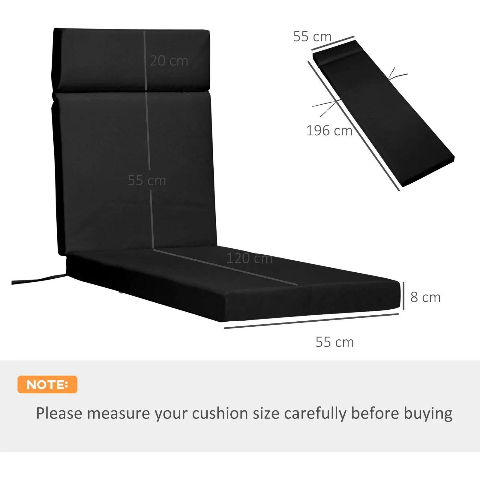 Set Of 2 Sun Lounger Cushions For Rattan Furniture With Ties Replacement Black - Home and Garden Furniture Shop - rustic - furniture