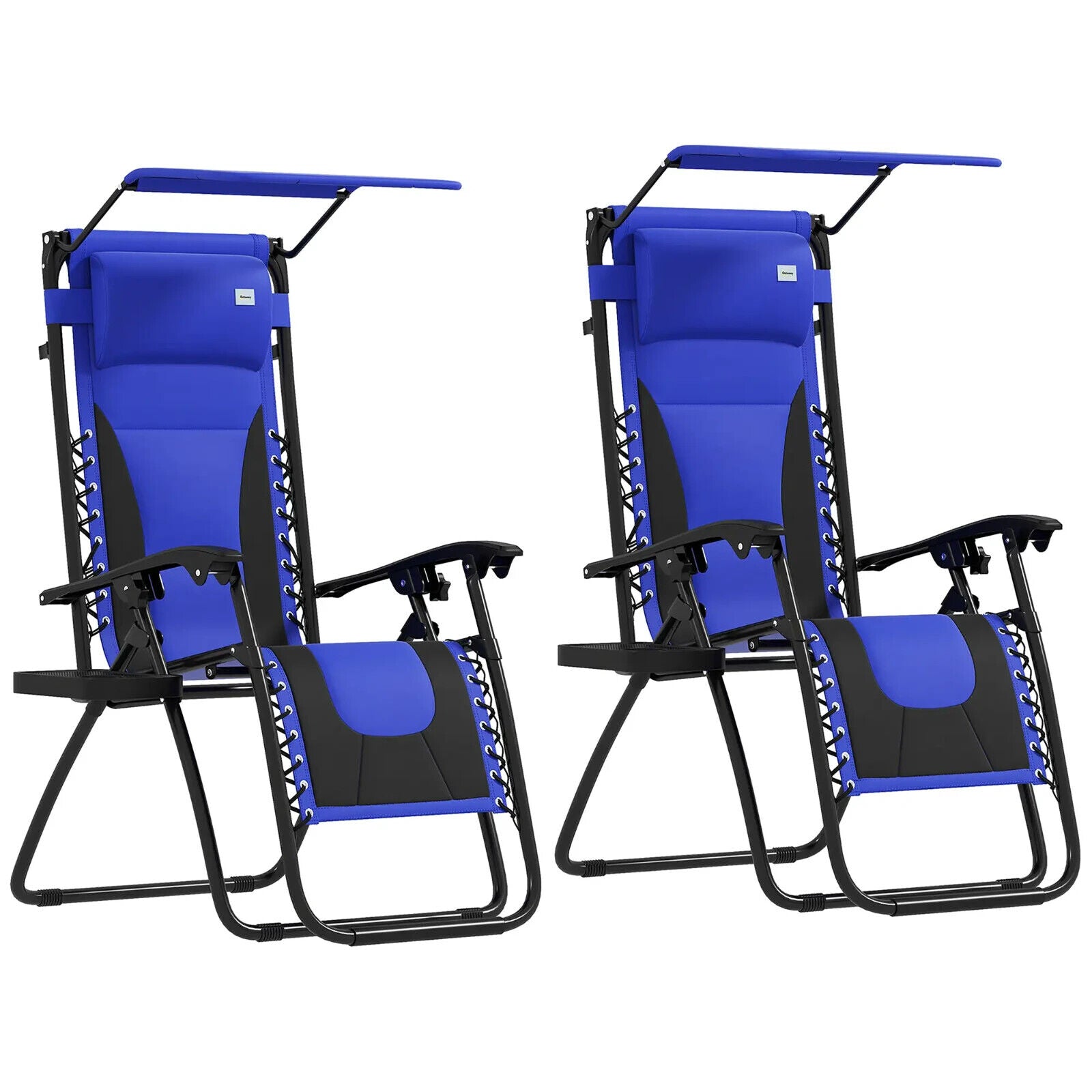 Set of 2 Zero Gravity Lounger Chairs Folding Reclining Patio Chairs with Shade - Home and Garden Furniture Shop - #rustic - furniture#