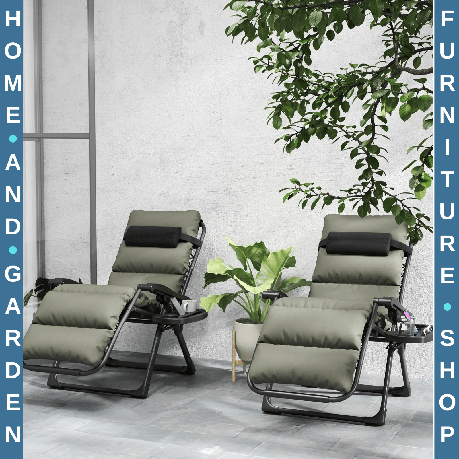 Set of 2 Zero Gravity Recliner Chairs Folding Garden Loungers w/ Cushion Outdoor - Home and Garden Furniture Shop - rustic - furniture