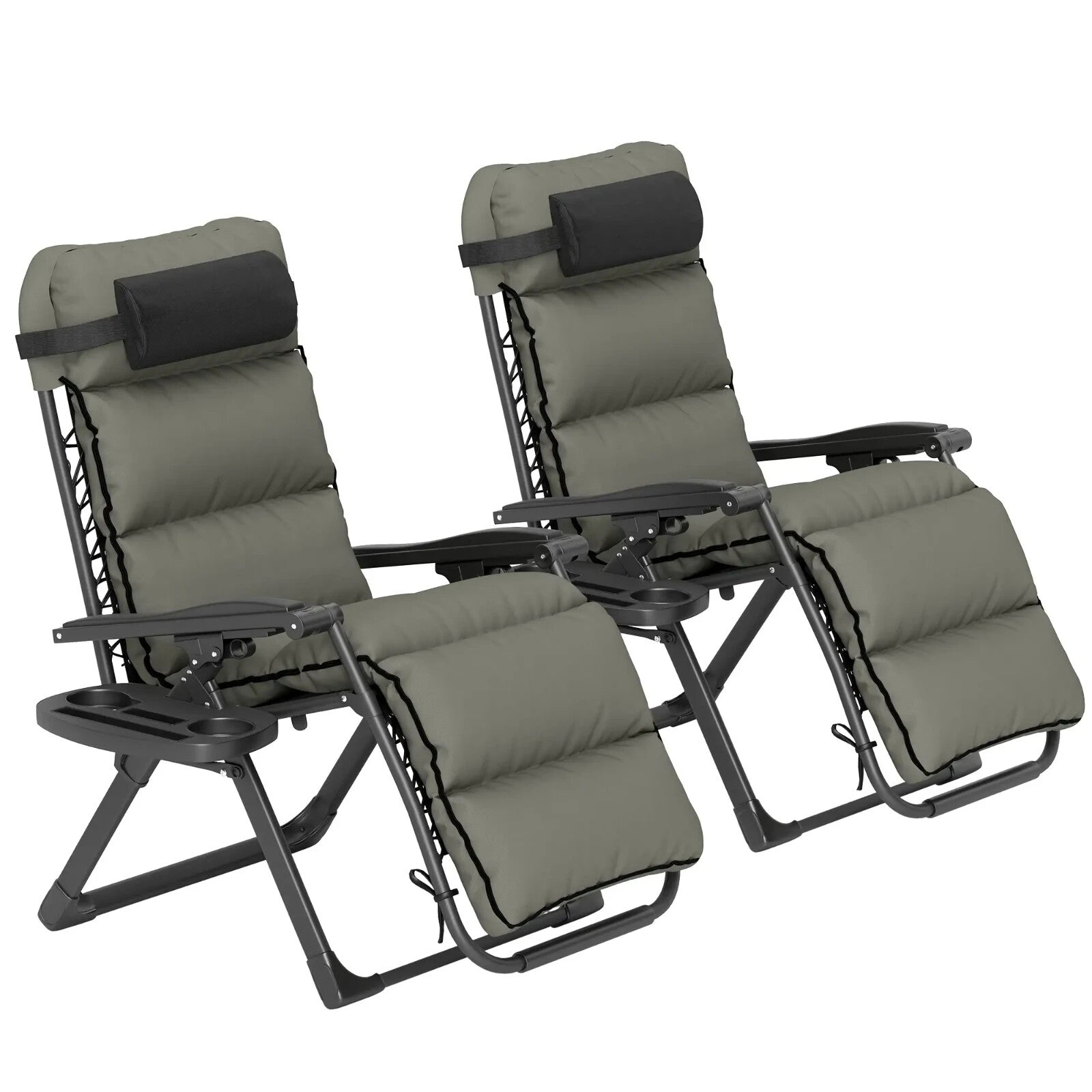 Set of 2 Zero Gravity Recliner Chairs Folding Garden Loungers w/ Cushion Outdoor - Home and Garden Furniture Shop - rustic - furniture