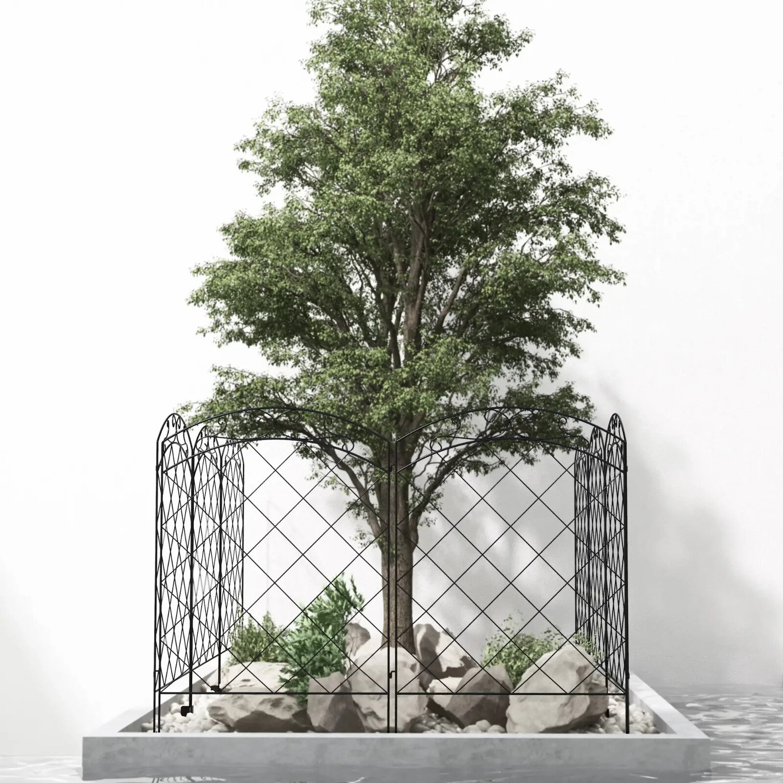 Set of 4 Decorative Steel Garden Fence Panels Metal Picket Border Edging Fencing - Home and Garden Furniture Shop - rustic - furniture